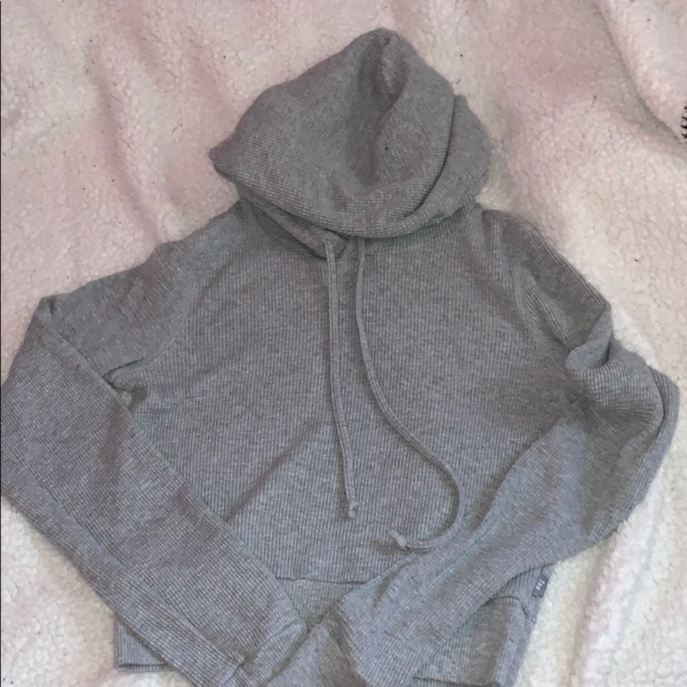 Aritzia TNA Cropped Waffle Knit Thermal Hoodie